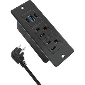 USB C Recessed Power Strip Fast Charge 20W 2 Outlets 3 USB Ports ETL in Saudi Arabia