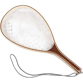 Fly Fishing Landing Net Soft Rubber Mesh Trout Net with Handle Catch and Release Nets Freshwater Saltwater Wooden Nets Gifts for Father Men in Saudi Arabia