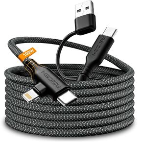 3Pack 5Ft Multiple Charging Cable 3-in-1 Braided Multi Charger Cord Fast Charging Cable Multi Charger Cable for Type C/Micro USB Port for Cell Phones/iPhone 17 16 15 14 13/Samsung/PS/Tablets & More in Kuwait