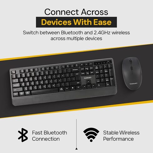 Goldtouch Wireless Keyboard and Mouse Combo, 2.4GHz and Bluetooth, Black in Kuwait