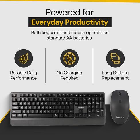 Goldtouch Wireless Keyboard and Mouse Combo, 2.4GHz and Bluetooth, Black in Kuwait