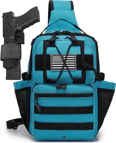 Tactical Sling Backpack Holster Shoulder Crossbody Range Bag 15L Mens Water Bottle Holder Radio Pouch 6 Elastic Slots in Kuwait