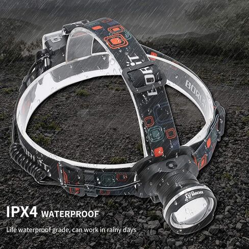 BORUIT RJ-2166 Super Bright LED Headlamp with White Light,3 Modes Adjustable Headlight Flashlight,IPX4 Waterproof Head Torch Great for Running, Camping, Hiking(Black) in Saudi Arabia