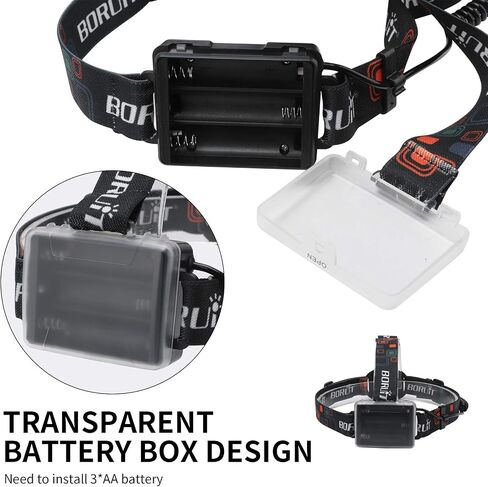 BORUIT RJ-2166 Super Bright LED Headlamp with White Light,3 Modes Adjustable Headlight Flashlight,IPX4 Waterproof Head Torch Great for Running, Camping, Hiking(Black) in Saudi Arabia
