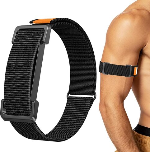 Nylon Sport Bicep Band Compatible for Google Fitbit Air, Breathable Adjustable Elastic Arm Strap with Metal Frame Case, Waterproof Lightweight Sport Wristband for Fitbit Air Tracker Accessories in Kuwait