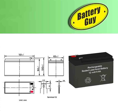 بطارية بديلة من BatteryGuy Back-UPS ES BE750G بقدرة 12 فولت و9 أمبير في الساعة SLA مكافئة للعلامة التجارية (قابلة لإعادة الشحن، معدل مرتفع) - الكمية من 1 in Kuwait