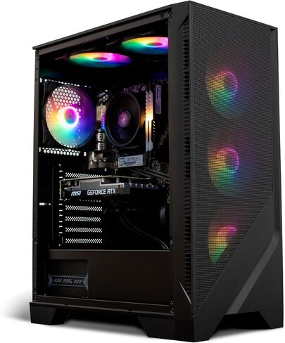 NSX GAMING Desktop Pc AMD Ryzen 5500, RTX 3050 6 Gb, 16GB RAM DDR4, SSD 512GB NVME M.2, W11, WiFi and Bluetooth Ready, Mouse and Keyboard RGB Included & 1 Year Warranty in Kuwait