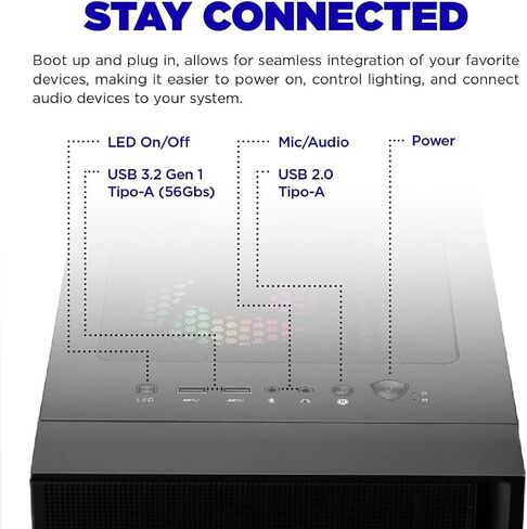 NSX GAMING Desktop Pc AMD Ryzen 5500, RTX 3050 6 Gb, 16GB RAM DDR4, SSD 512GB NVME M.2, W11, WiFi and Bluetooth Ready, Mouse and Keyboard RGB Included & 1 Year Warranty in Kuwait