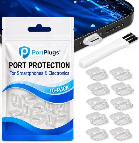 سدادات غبار USB C، 10 عبوات مع عروات سهلة الإمساك وفرشاة تنظيف، أسود in Kuwait