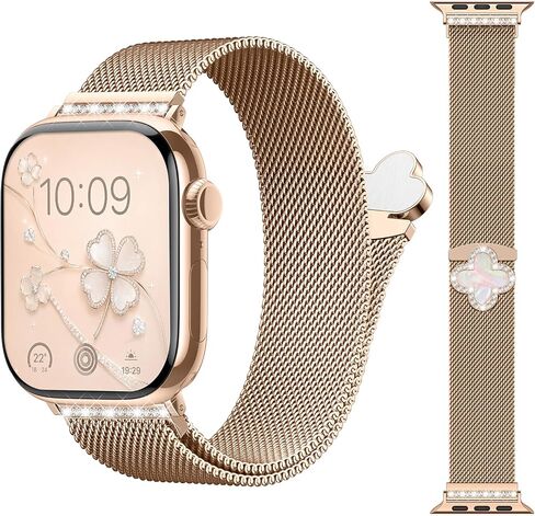 Bling Clover Milanese Loop Compatible with Apple Watch Bands for Women in Kuwait