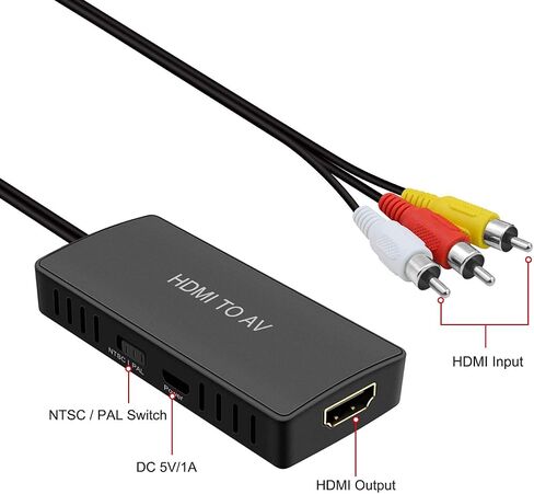 Dingsun HDMI to AV/RCA/Composite Converter,Support PAL/NTSC/1080P for Roku/Fire Stick/PS4/Xbox/Spectrum Box/Old Sanyo TV/Old LG TV/Old CRT in Saudi Arabia