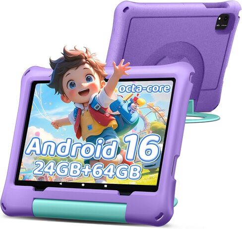 aiprotablet 10 inch Kids Tablet, Android 16 Tablet for Kid, Octa-Core CPU, 24GB RAM, 64GB ROM 1TF Card Expandable for Children,Tablets with Case, Parental Control, 6000mAh,WiFi, Bluetooth in Kuwait
