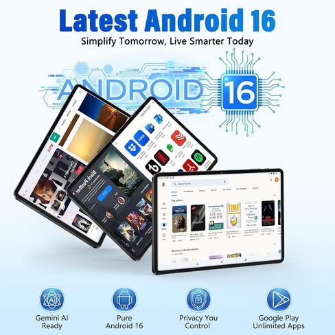 تابلت توبساند 10 بوصة، أندرويد 16، شاشة IPS 120 هرتز، ثماني النواة، 20 جيجابايت + 64 جيجابايت + 2 تيرابايت قابلة للتوسيع، 6000 مللي أمبير، جيميني AI، بث Widevine L1 HD، فتح الوجه، نظام تحديد المواقع العالمي، جهاز لوحي مع حافظة in Kuwait