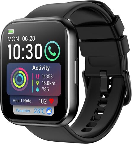 Smart Watch for Men - 1.85" HD 2026 Upgraded Fitness Tracker Bluetooth Call and Text Smartwatch with 7 Day Battery 5 ATM Waterproof Heart Rate Sleep Monitor 130+ Sport Modes for Android & iOS (Black) in Kuwait