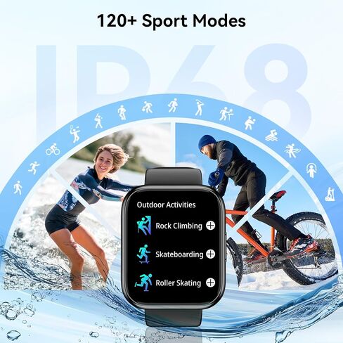 Smart Watch for Men - 1.85" HD 2026 Upgraded Fitness Tracker Bluetooth Call and Text Smartwatch with 7 Day Battery 5 ATM Waterproof Heart Rate Sleep Monitor 130+ Sport Modes for Android & iOS (Black) in Kuwait