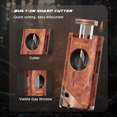 Torch Lighter with V Notch Tool and Holder, Refillable Butane, Fuel Window in Kuwait