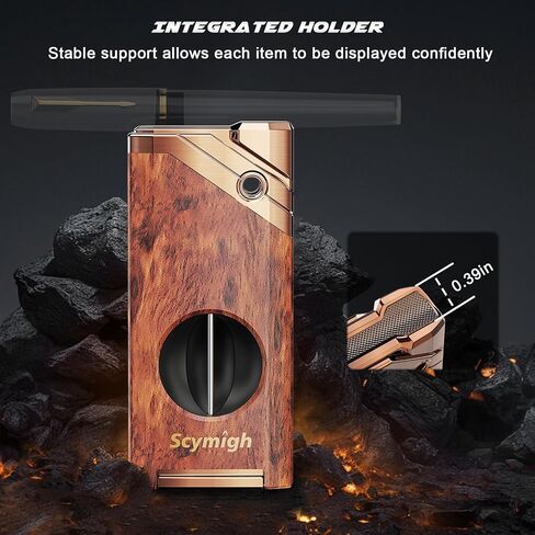 Torch Lighter with V Notch Tool and Holder, Refillable Butane, Fuel Window in Kuwait
