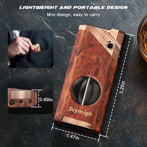 Torch Lighter with V Notch Tool and Holder, Refillable Butane, Fuel Window in Kuwait