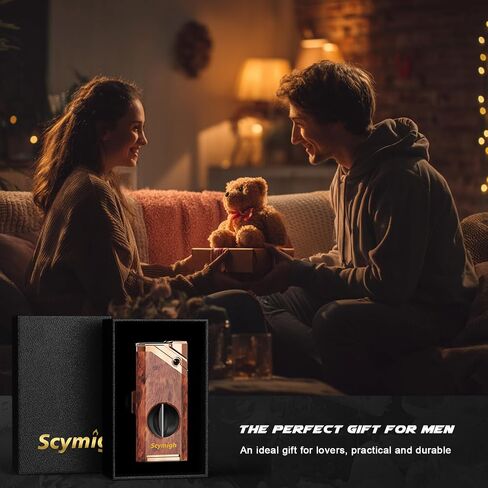 Torch Lighter with V Notch Tool and Holder, Refillable Butane, Fuel Window in Kuwait