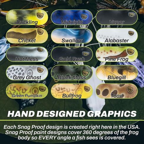 SNAG PROOF Smash Mouth Popping Frog | Hollow Body Topwater Frog Lure | Duckling, 2.5-Inch, 5/8 oz in Kuwait