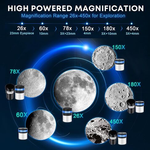 Hawkko Telescope for Adults & Kids, 80mm Aperture 600mm High Powered Telescope for Astronomy Beginners - Refractor Telescopes with AZ Tripod, Phone Adapter and Portable Bag for Moon Observation in Saudi Arabia
