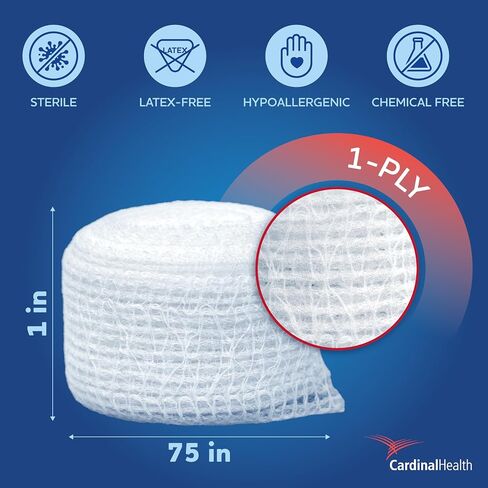 Curity Conforming Bandage, Cotton/Polyester, 1-Ply, 1" x 75", Roll Shape, Sterile, 12 Count, 1 Pack in Saudi Arabia