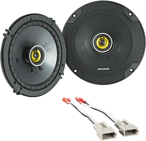CSC65 6.5 بوصة CS سلسلة مكبرات صوت محورية ثنائية الاتجاه لحزمة Kicker مع حزام Metra 72-5512 - ذروة 600 وات، مكبرات صوت بدون نتوء، تثبيت التوصيل والتشغيل لاختيار 1985-2004 Ford/Mercury/Mazda in Kuwait