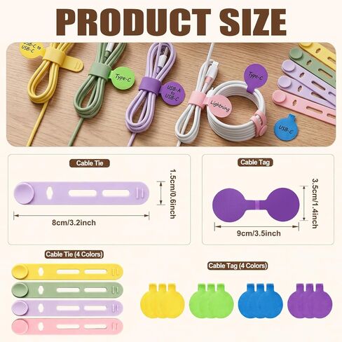32Pcs Silicone Cable Ties and Cable Labels Cable Management Set in Saudi Arabia