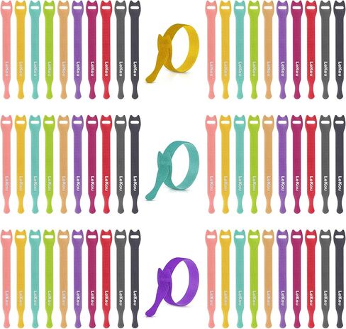 Cable Ties, 60 PCS 4 Inch Fastening Straps, Reusable Hook and Loop Straps Wire Management, Cord Organizer Ties for Home Desk Office Organization in Saudi Arabia