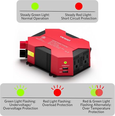 500 Watt Car Power Inverter DC 12V to AC 110V Car Plug Inverter Adapter Power Converter with 4 USB Charging Ports and 2 AC Outlets Car Charger in Kuwait
