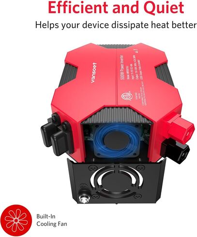 500 Watt Car Power Inverter DC 12V to AC 110V Car Plug Inverter Adapter Power Converter with 4 USB Charging Ports and 2 AC Outlets Car Charger in Kuwait