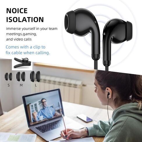 USB Headphone 7.5FT Long Cord Computer Headset PC Wired Earbuds Lightweight in Kuwait