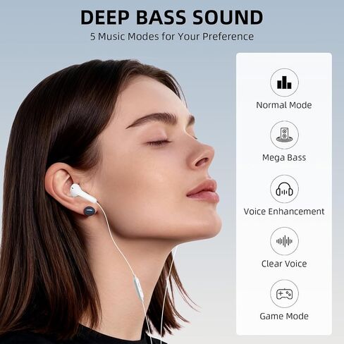 Jelanry USB C Headphones with Microphone Wired Earbuds Volume/Mute Function in Kuwait