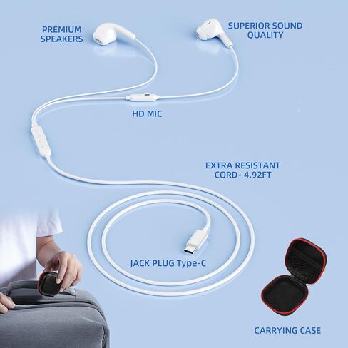 Jelanry USB C Headphones with Microphone Wired Earbuds Volume/Mute Function in Kuwait