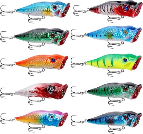 Topwater Popper Fishing Lures with Rattle Beads 10Pcs FS/YE-13 in Saudi Arabia