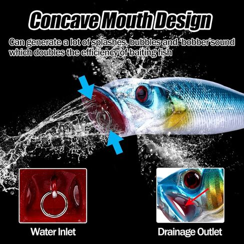 Topwater Popper Fishing Lures with Rattle Beads 10Pcs FS/YE-13 in Saudi Arabia