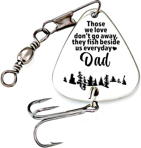SM Design Beside Lure Remembrance Fishing Lure - Stainless Steel J Hook - Medium Size - 1 Count - Silver - in Loving Memory Gift for Your Loved Ones in Kuwait