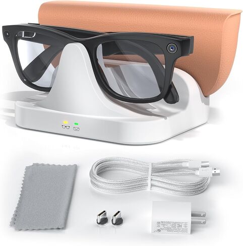 2-in-1 Magnetic Charging Dock with 15W Adapter for Ray-Ban Meta Smart Glasses, Charger Station with LED Indicator for Wayfarer/Skyler/Scribe/Blayzer Optics (Not for Headliner/Oakely HSTN) in Kuwait