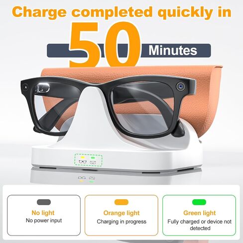 2-in-1 Magnetic Charging Dock with 15W Adapter for Ray-Ban Meta Smart Glasses, Charger Station with LED Indicator for Wayfarer/Skyler/Scribe/Blayzer Optics (Not for Headliner/Oakely HSTN) in Kuwait