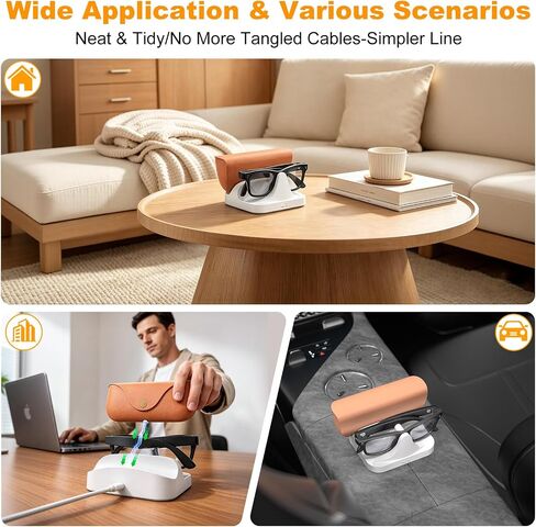 2-in-1 Magnetic Charging Dock with 15W Adapter for Ray-Ban Meta Smart Glasses, Charger Station with LED Indicator for Wayfarer/Skyler/Scribe/Blayzer Optics (Not for Headliner/Oakely HSTN) in Kuwait