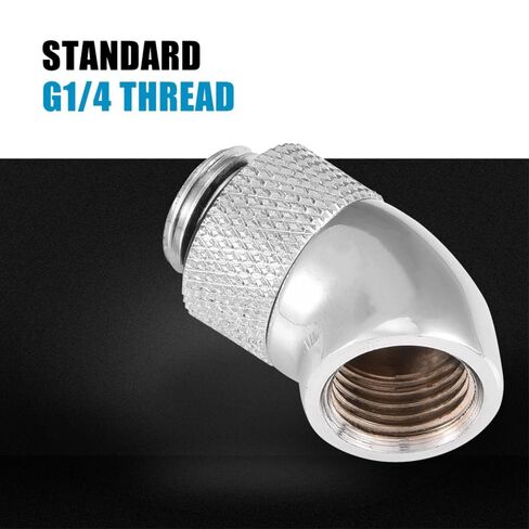 Limen 2Pcs 45 Degree Angled G1/4" Thread Male to Female Adapter - 360° Rotation Fitting for Computer Water Cooling Systems, Ni-Plated Brass Connector in Kuwait