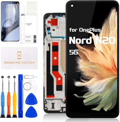 LCD Display for Oneplus Nord N20 5G Screen Replacement for Oneplus 1+ Nord N20 5G GN2200 CPH2459 LCD Display Digitizer Touch Screen Glass Assembly with Tools (Black with Frame) in Kuwait