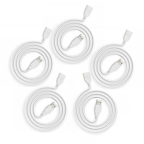 USB Extension Cable 3ft 5 Pack Bulk, USB A 2.0 Male to Female Extension Cord for Printer, Mouse, Keyboard, 480Mbps Transfer Speed, Black in Kuwait