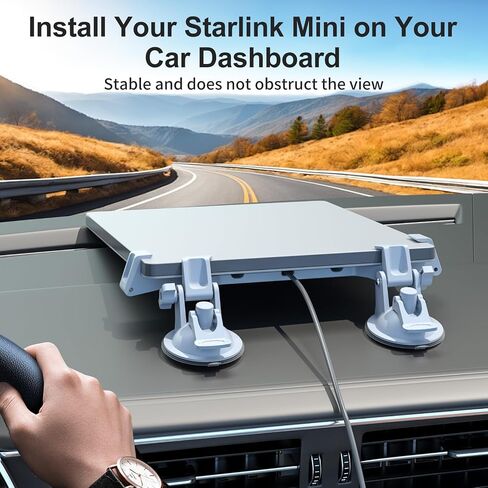 Linkoostar for Starlink Mini Mount for Dashboard, for Starlink Mini Car Suction Cup Mount for Dashboard & Windshield Suitable for Most Vehicles and Ensure Stable Satelllite Signal in Kuwait