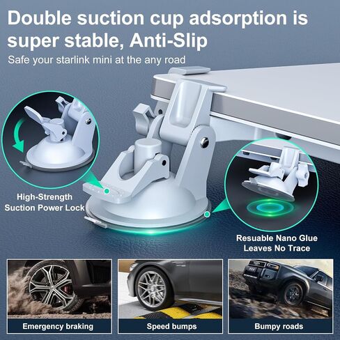 Linkoostar for Starlink Mini Mount for Dashboard, for Starlink Mini Car Suction Cup Mount for Dashboard & Windshield Suitable for Most Vehicles and Ensure Stable Satelllite Signal in Kuwait