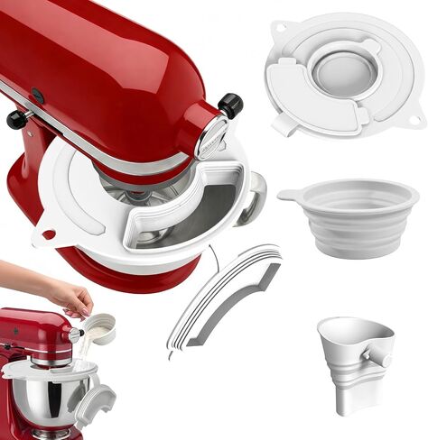 3-in-1 Mixer Bowl Cover Splash Guard for KitchenAid 4.5-5 Qt Tilt-Head Stand Mixer, Pouring Shield with Foldable Funnel for Mess-Free Baking, Food-Grade Silicone Accessory in Saudi Arabia