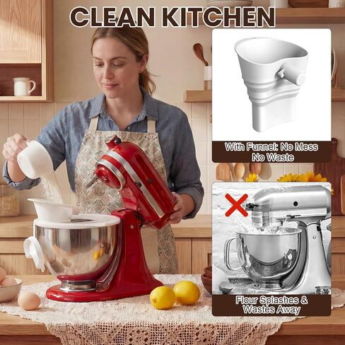 3-in-1 Mixer Bowl Cover Splash Guard for KitchenAid 4.5-5 Qt Tilt-Head Stand Mixer, Pouring Shield with Foldable Funnel for Mess-Free Baking, Food-Grade Silicone Accessory in Saudi Arabia