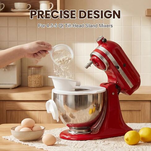3-in-1 Mixer Bowl Cover Splash Guard for KitchenAid 4.5-5 Qt Tilt-Head Stand Mixer, Pouring Shield with Foldable Funnel for Mess-Free Baking, Food-Grade Silicone Accessory in Saudi Arabia