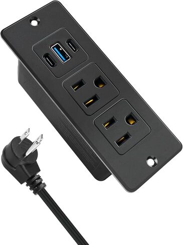 USB C Recessed Power Strip Fast Charge 20W 2 Outlets 3 USB Ports ETL in Saudi Arabia