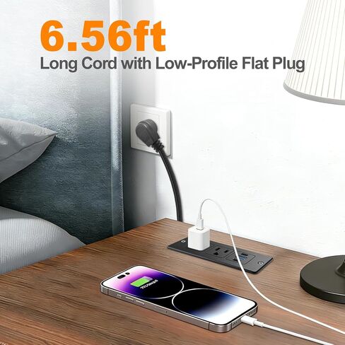 USB C Recessed Power Strip Fast Charge 20W 2 Outlets 3 USB Ports ETL in Saudi Arabia